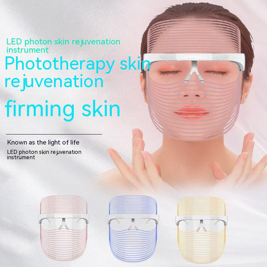 LED Three-color Beauty Mask Household Face Acne Removing Photon Skin Rejuvenation Skin Whitening And Spots Lightening Beauty Apparatus